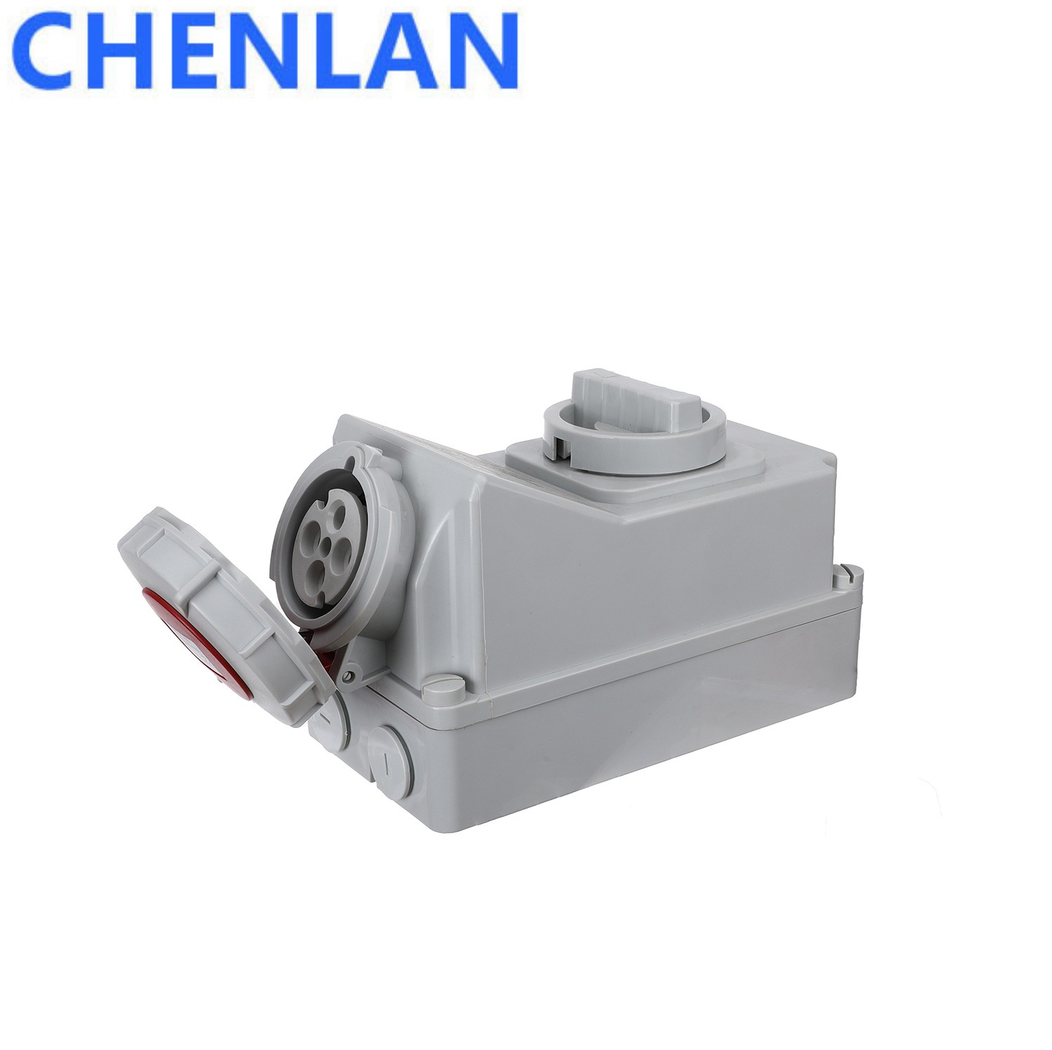 32A-6H4孔工业机械联锁带开关插座防水防尘欧标德标3P+E 380-415V