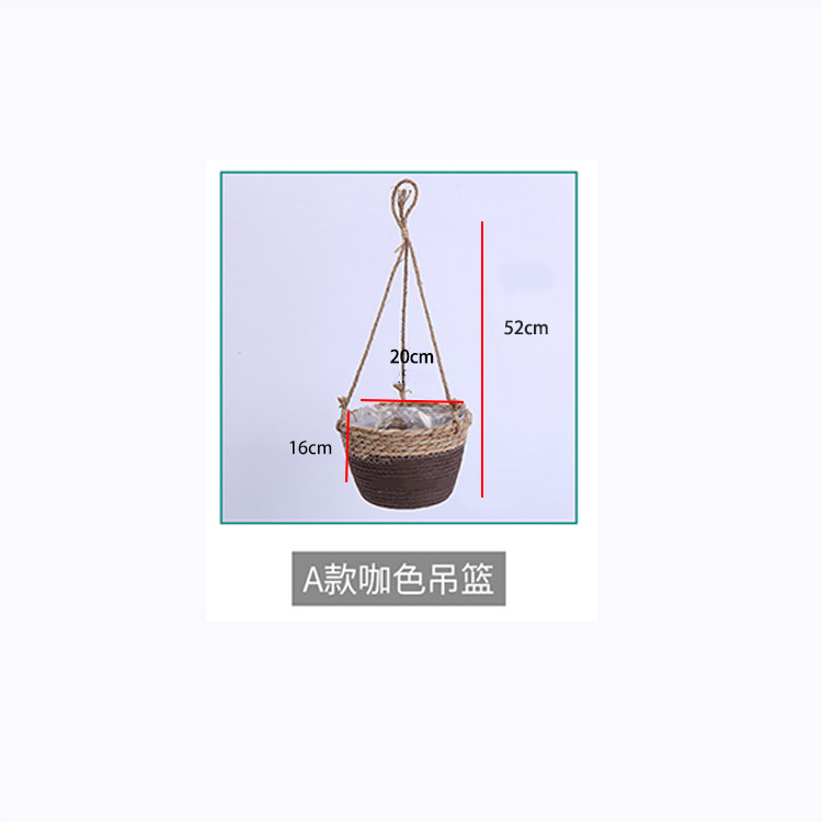 Cesta Colgante de Paja de Espadaña Natural Tejida a Mano para Plantas image 8