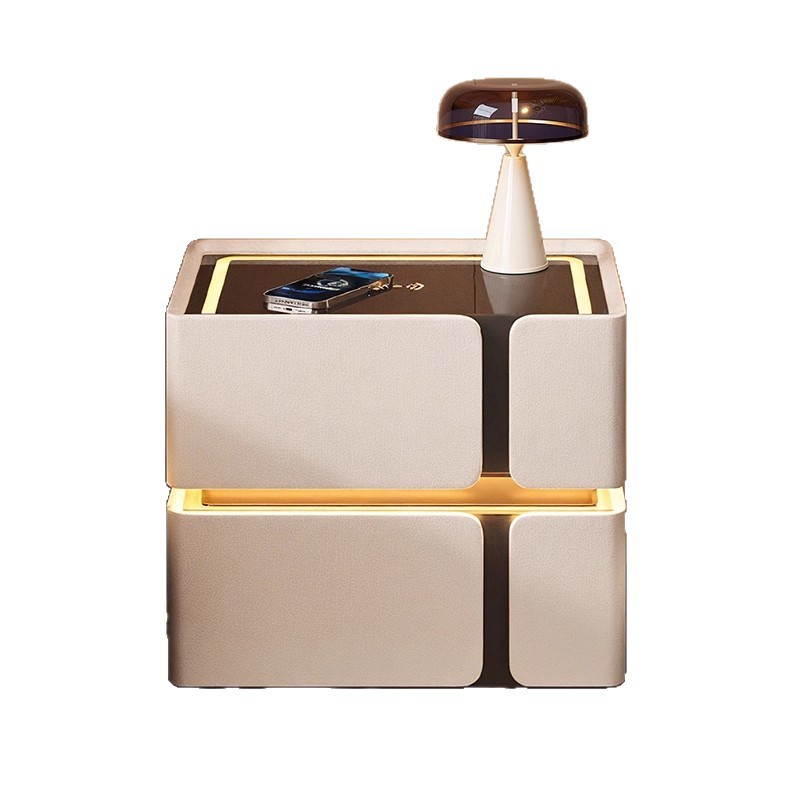 Escritorio de cabezal de cama inteligente dormitorio doméstico 2025 nuevo tipo de lujo ligero de madera sólida de alto nivel multifuncional dormitorio principal de alto valor de cara al lado de la cama gabinete