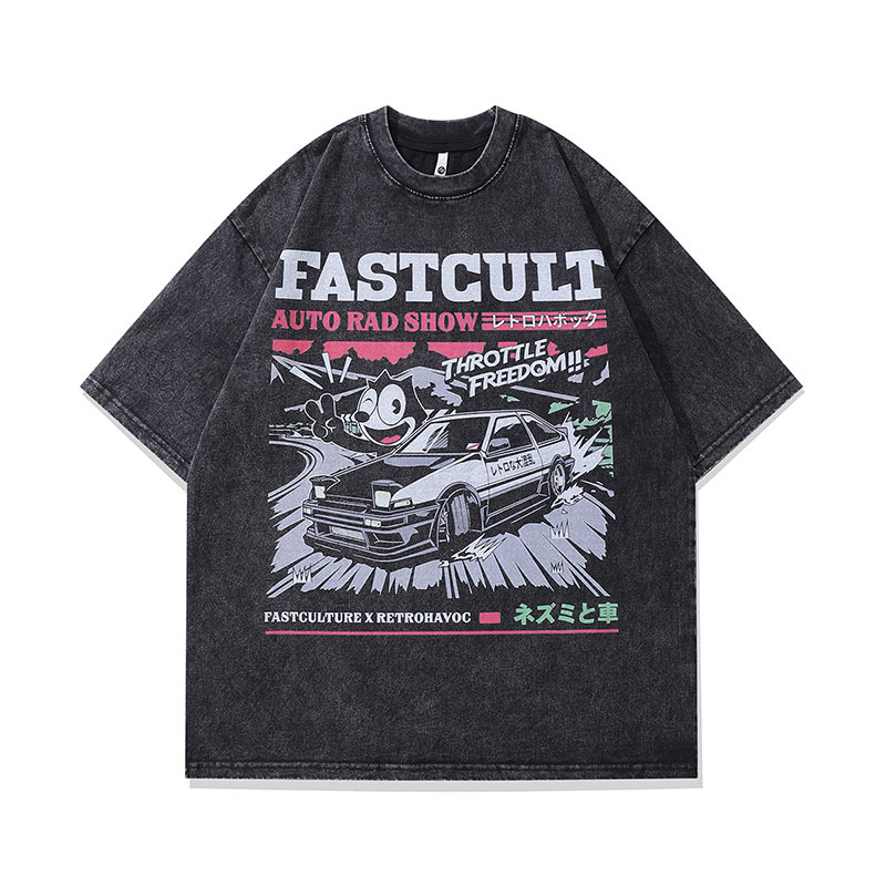 TKPA美式復古潮牌卡通做舊短袖T恤男女vintage街頭嘻哈半袖tee恤