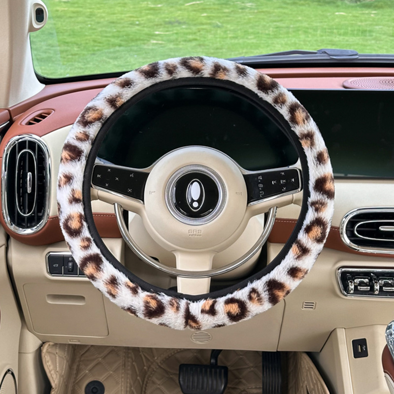 Cross-Border New Car Steering Wheel Cover Plush Warm Car Anti-Slip Steering Wheel Protective Cover Winter Anti-Freeze Handle Cover