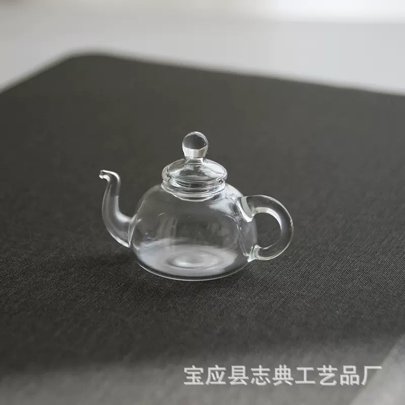 跨境bjd微缩食玩茶壶工艺品玻璃罐子瓶日韩diy摆件 真流茶水
