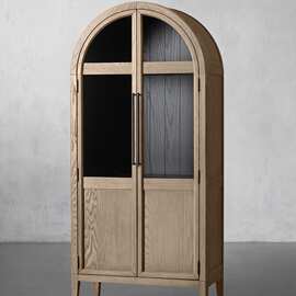 美式法式乡村白橡木实木书柜电视机边柜展示柜客厅餐边柜酒柜碗柜