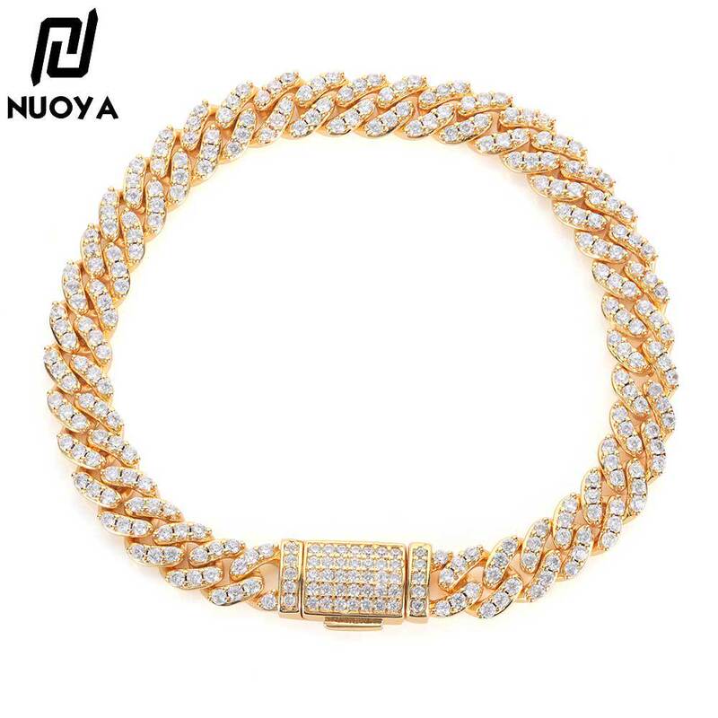European and American Cross-border Jewelry 8mm Single Row Full Diamond Cuban Chain Hip Hop Bracelet Men's Advanced Sense Zircon Bracelet Accessories European and American Cross-border Jewelry 8mm Single Row Full Diamond Cuban Chain Hip Hop Bracelet Men's Advanced Sense Zircon Bracelet Accessories