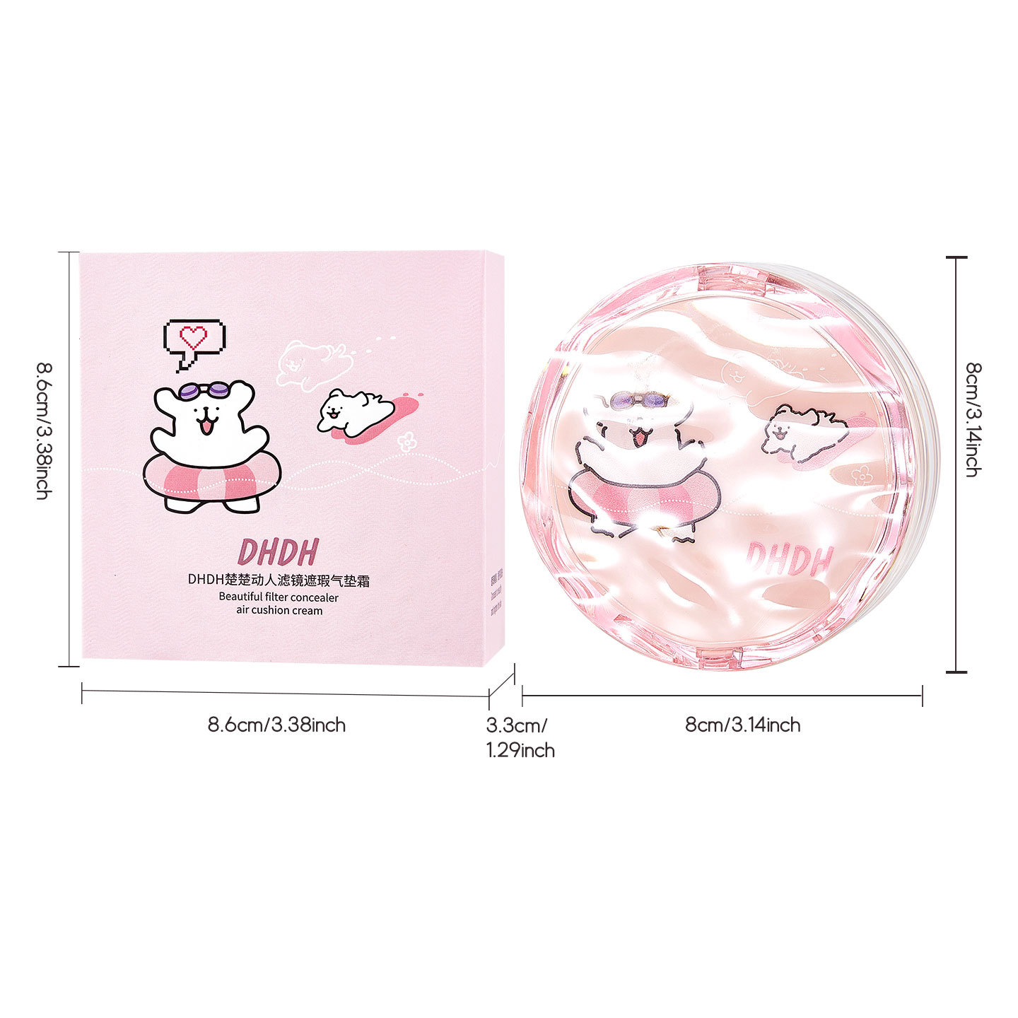 DHDH Chu Chu conmovedor concelador de aire, control de aceite, ligero, impermeable, brillante, concelador no desmaquillaje, base al por mayor.