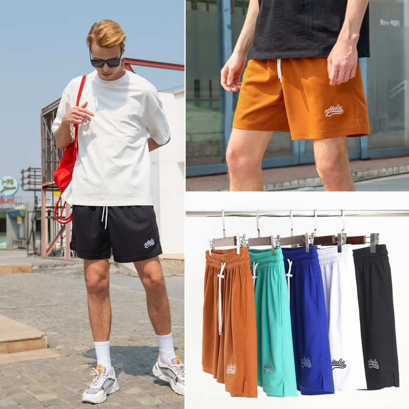 Foreign Trade American Three-point Sports Shorts Men's Embroidered Mesh Cloth Double-sided Wear Loose Breathable Running Fitness Basketball Pants