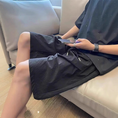 Quick-drying shorts, men's summer loose ice silk pants, men's and women's thin casual quick-drying running, sports and fitness shorts