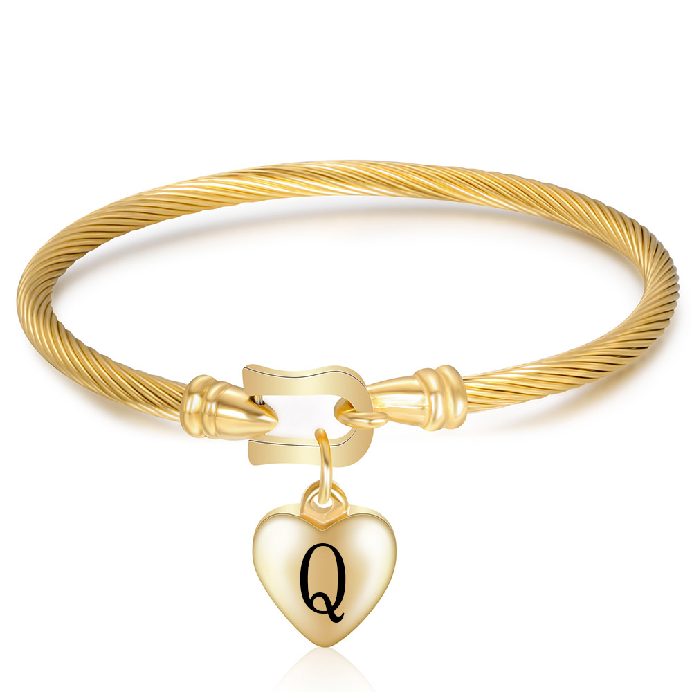 21g Weight 304 Stainless Steel Pendant Material Bangle Classification 304 Stainless Steel Chain Material 1 Piece Quantity Casual, Holiday Occasion 304 Stainless Steel Material Letter Pattern Unisex Gender Plating Design Simple Style Style Simple Style Letter 304 Stainless Steel Bangle In Bulk 7