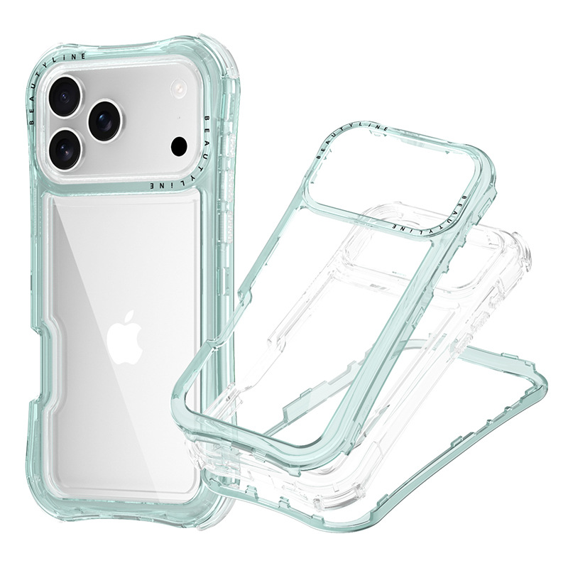 Aplicable Apple IP17 / 18 promax cojín de aire de cintura transparente todo incluido caso de teléfono celular resistente a caídas soporte de impresión de serigrafía LOGO