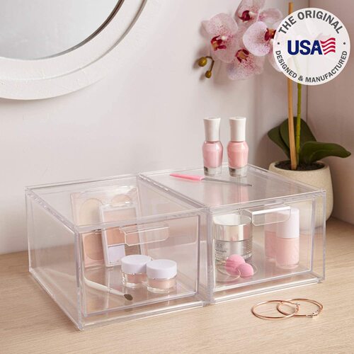 Stackable cosmetic storage box Amazon hot selling transparent plastic acrylic storage box storage box wholesale