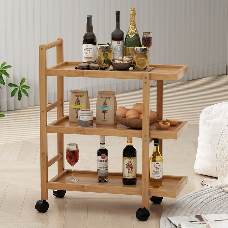 Simple Movable Dining Cart Storage Rack Multi-Layer Living Room Coffee Table Side Table Trolley Sofa Storage Rack Multi-Function Lezhiyun