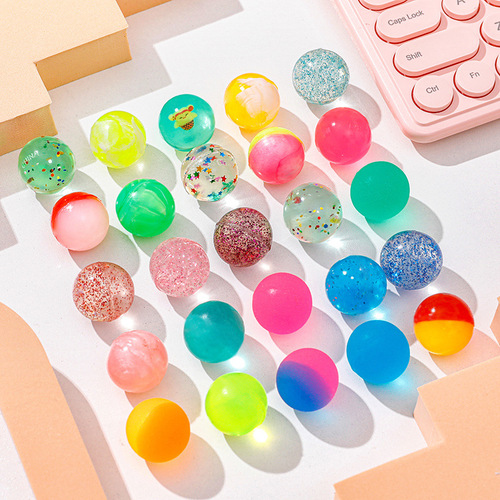 25mm color transparent bouncy ball, children's creative floating solid bouncing ball gashapon machine bouncing ball small gift