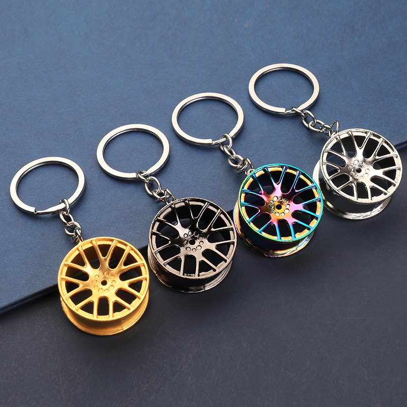 Factory direct cross-border car modification accessories small gifts men's metal wheel pendant wholesale wheel keychain