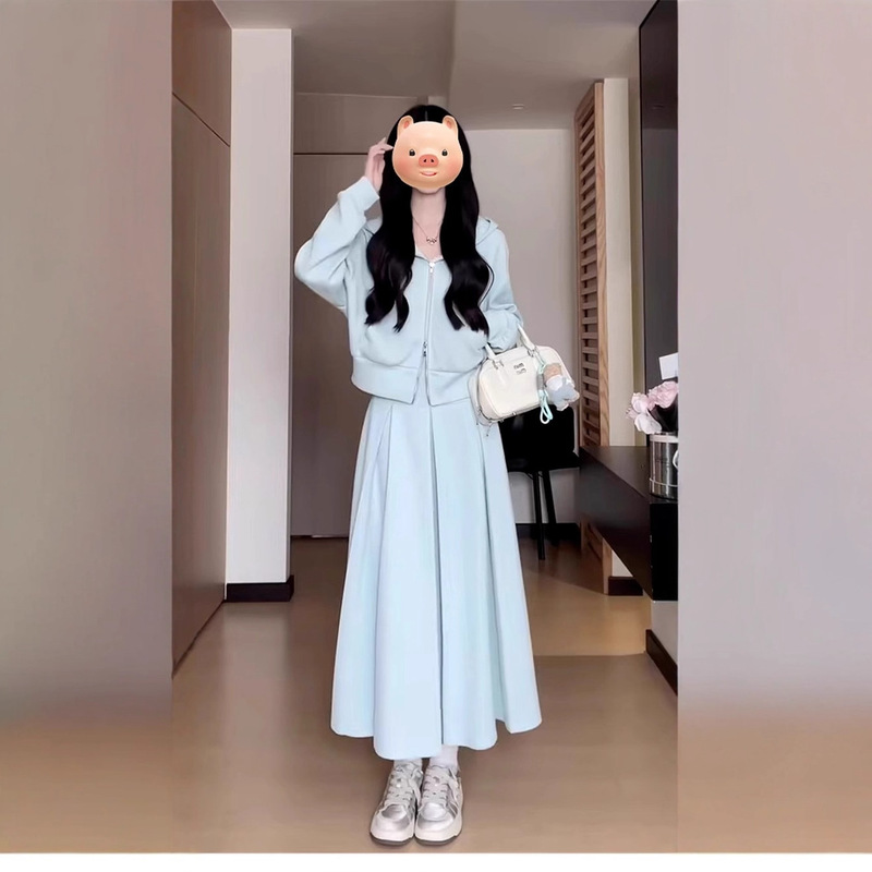 春秋穿搭配一整小香韩系风套装卫衣连衣裙子女秋冬款2025新款长裙|undefined