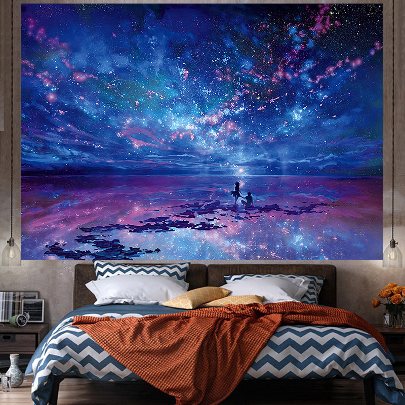 Tela de fondo ins estilo colgante papel pintado de tela dormitorio habitación renovación diseño noche lienzo cartel decorativo paño de pared