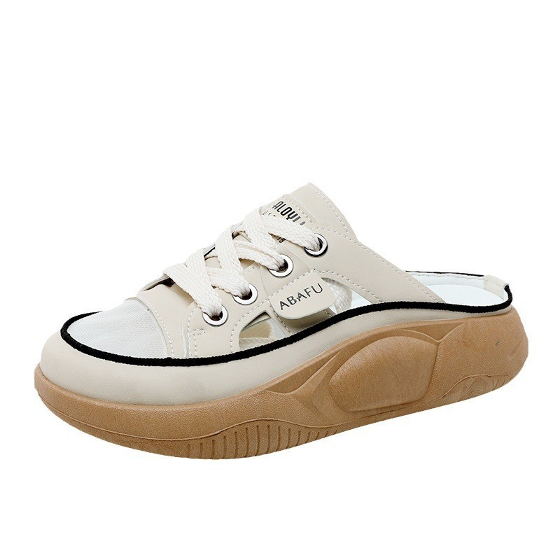 Zy5825 Nuevas pantuflas de malla para mujer, estilo veraniego, modernas e informales, transpirables, con suela gruesa y que aumentan la altura._voghion.com