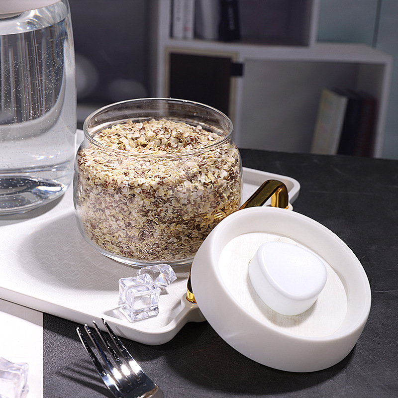 Botón de vidrio tanque de almacenamiento de presión de vacío tipo tanque de sellado de granos granos granos café té tanque de almacenamiento de cocina