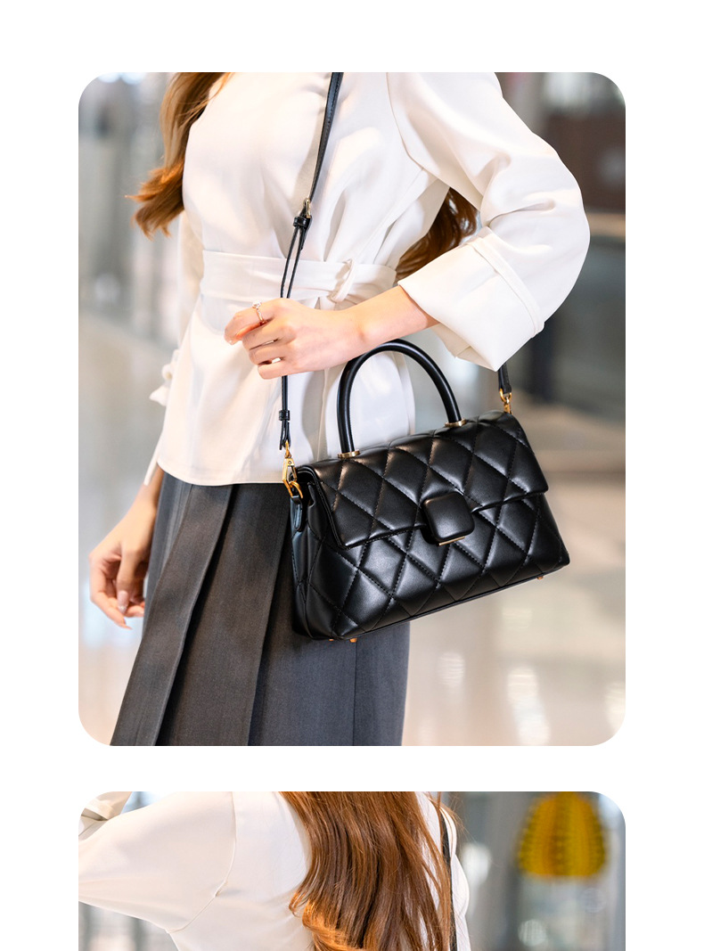 Túi đeo chéo nữ dáng vuông phong cách Hàn Quốc retro, chần bông, nắp lật, tiện lợi đi làm hằng ngày chi tiết 2