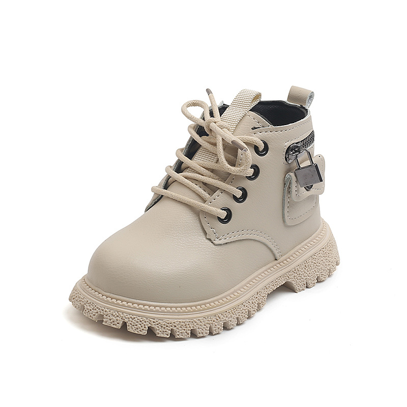 Children's autumn/winter ankle boots Boys fashion Martens girls side zipper soft-soled single boots_voghion.com