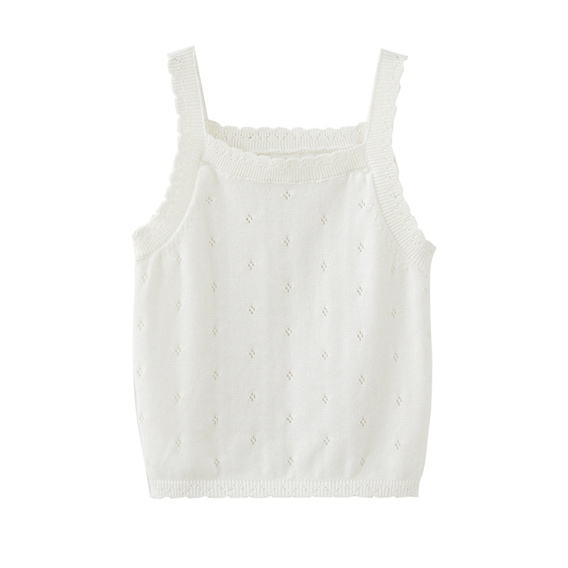 Chaleco de punto para niñas huecas con tirantes Chaleco de bebé para niños de algodón fino de verano para niños con falda tutu al por mayor