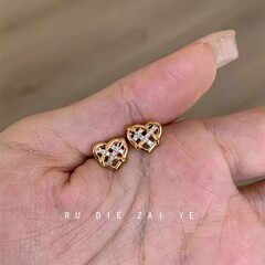 甜心曲奇~mini曲奇爱心耳钉小众设计精致轻奢高级感耳