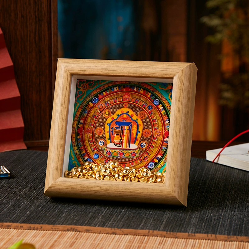 Десятиаспектная ваджра Авалокитешвара Мандала Тангка Орнамент Тибетский черный золотой энергетический талисман Фэн-шуй Амулет Культурный и творческий орнамент.