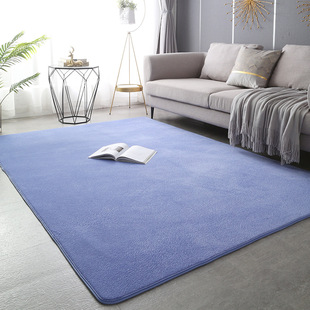 Solid color coral fleece household carpet wholesale modern minimalist style living room bedroom solid color thickened non-slip square carpet