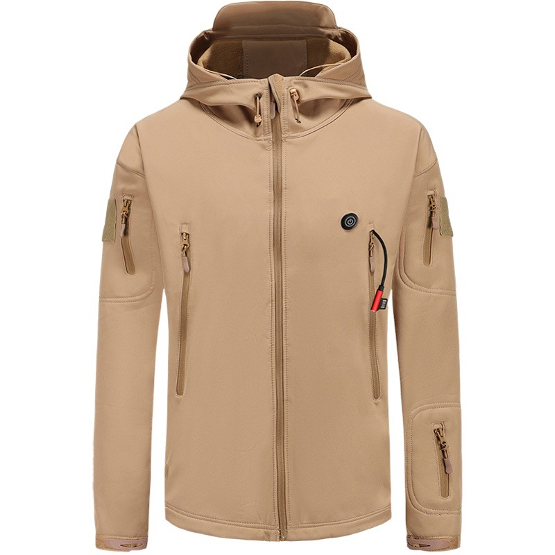 Winter Outdoor Sports Fleece-Lined Heated Jacket, Warm Assault Jacket, USB Smart Heated Mountaineering Jacket, Windproof