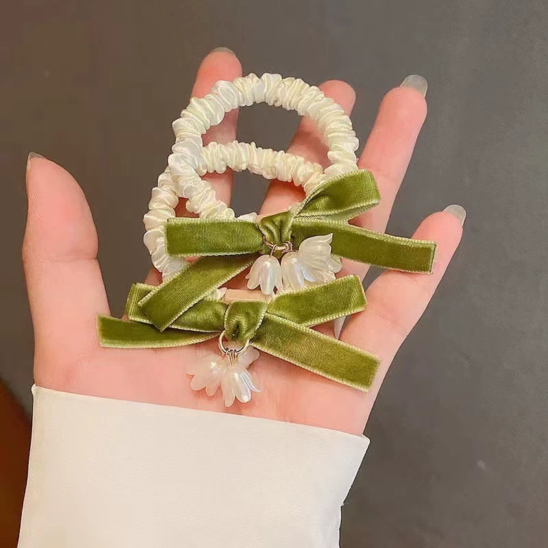 Hair rope with tassels, hair accessory, orchid, flowered
