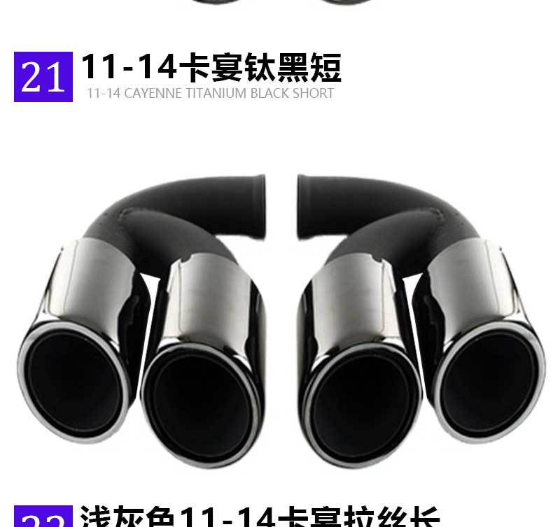Suitable for Porsche Cayenne Macan Panamera 718 Four-Out Tail Throat Exhaust Modified Titanium Black Stainless Steel