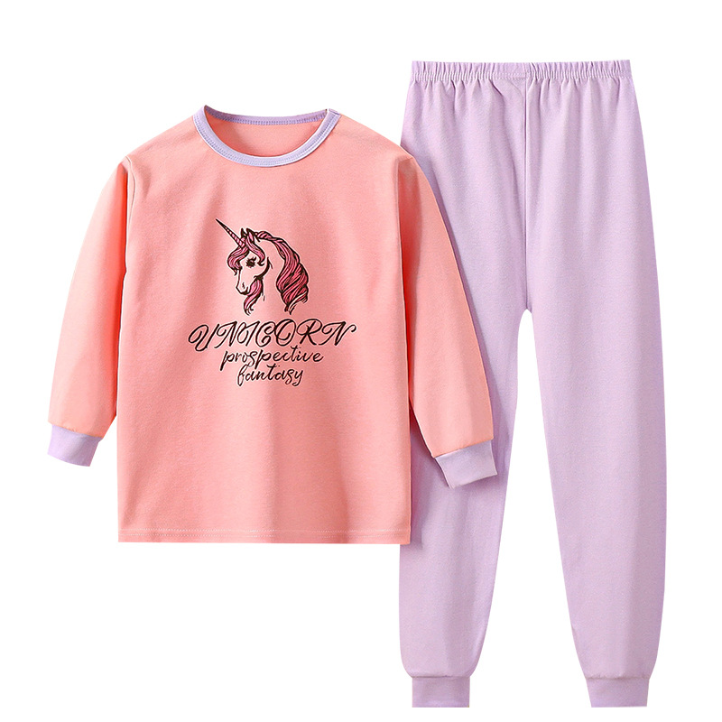 Conjunto de ropa interior para niños de otoño, nuevo estilo de algodón puro, pijamas para niños, servicio a domicilio para niñas, ropa de otoño para niños grandes, pantalones largos, ropa para niños