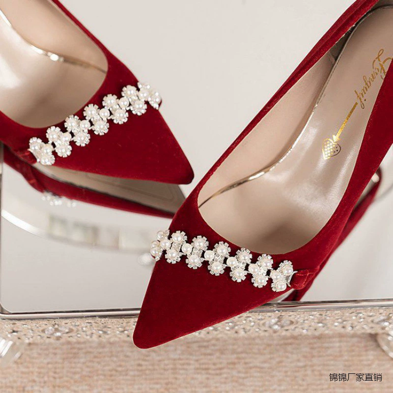 Свадебная обувь женская взрывная модель 2024 новая свадебная обувь на низком каблуке не устала