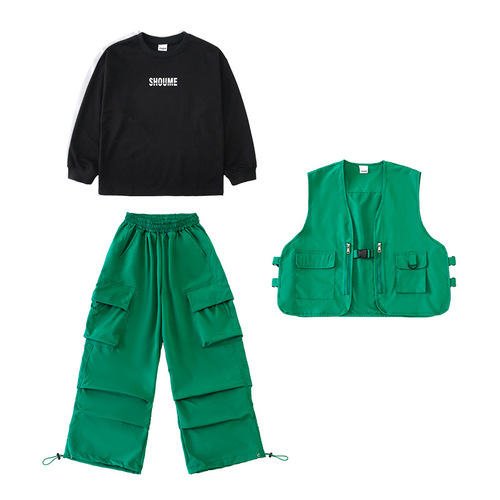Girls' Jazz Dance Costume Cool Japanese Street Dance Performance Suit Set Children's Hip-Hop Hiphop Fashion Show Stage Trendy
