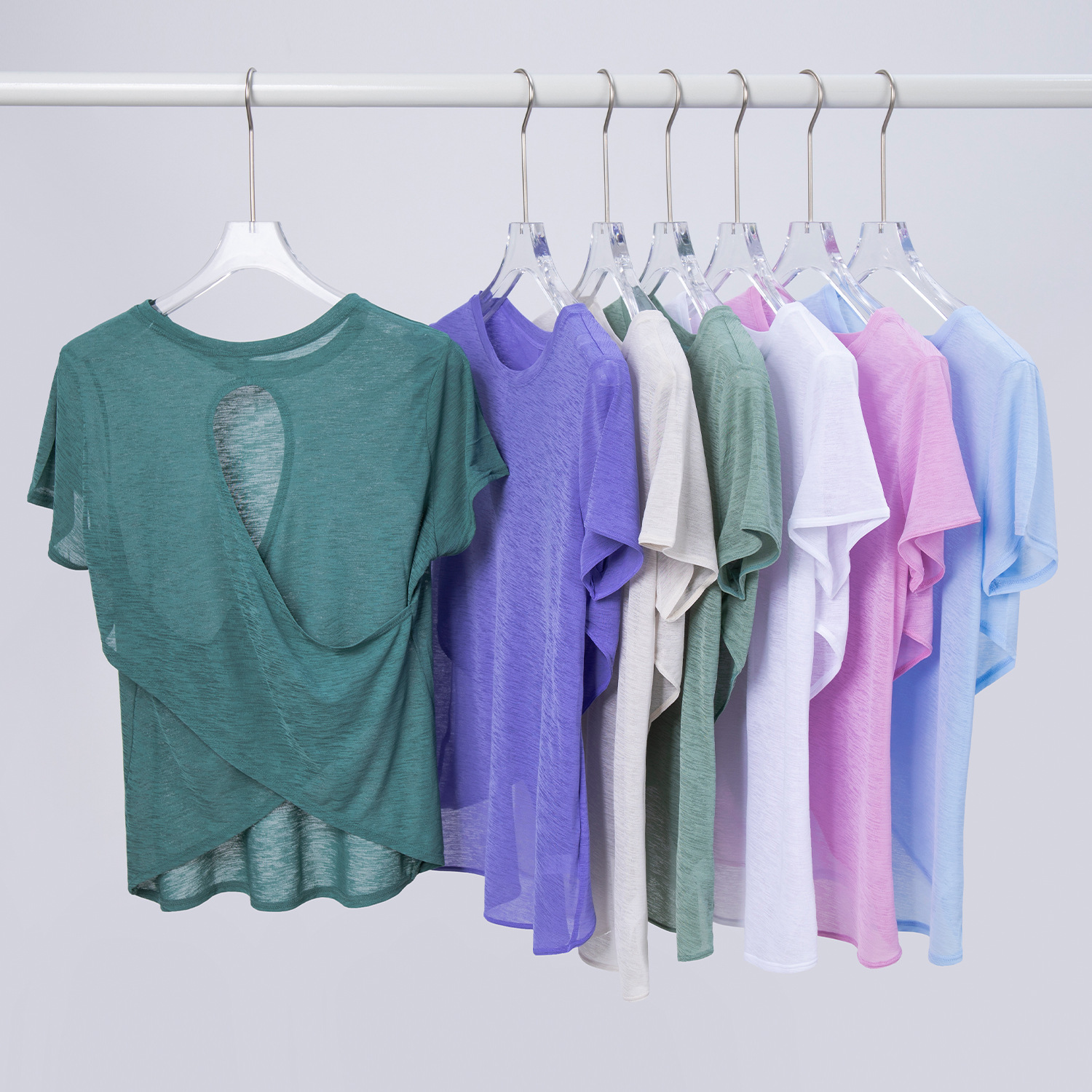 Bamboo Yarn Summer Breathable Yoga T-Shirt Cut Out Beautiful Back Sports Top Women's Yoga Wear Round Neck Fitness Short-Sleeved Summer