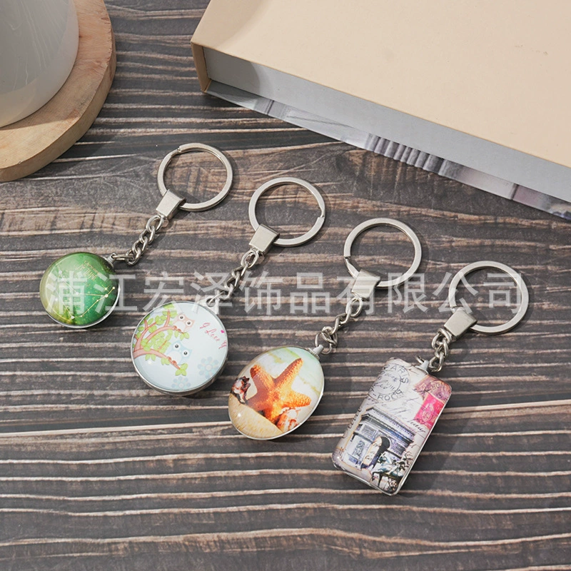 Amazon Горячий продавать Творческий двухсторонний Time Gem брелок кулон металлический брелок кулон сумка оптом