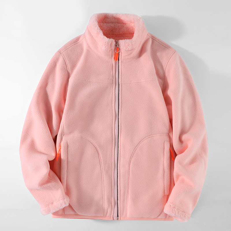 Doble cara para uso de pareja al aire libre chaqueta de terciopelo para hombres y mujeres otoño y invierno más terciopelo grueso abrigo de terciopelo de coral cálido chaqueta de terciopelo de grano agitado