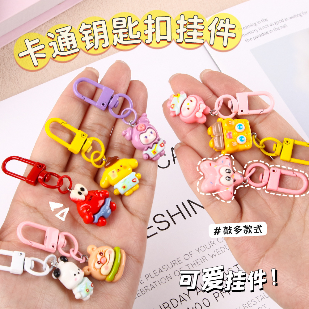 Nuevo estilo de dibujos animados estudiantes llaveros lindos colgantes de resina accesorios bolsos escolares amigos regalos llaveros al por mayor