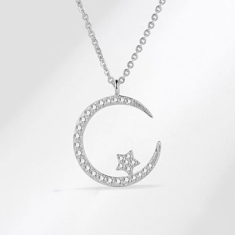 Exquisites Stern Und Mond Collier Mit Kristallen Für Damen Lang_voghion.com