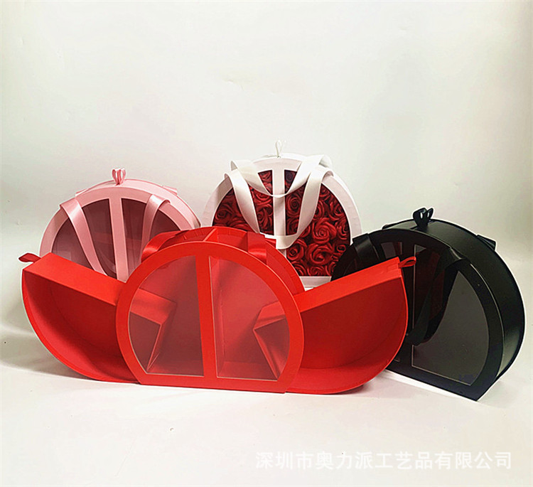 奥力派 开窗  双开抽屉 单个 手提箱 鲜花礼盒 花盒 伴手礼盒