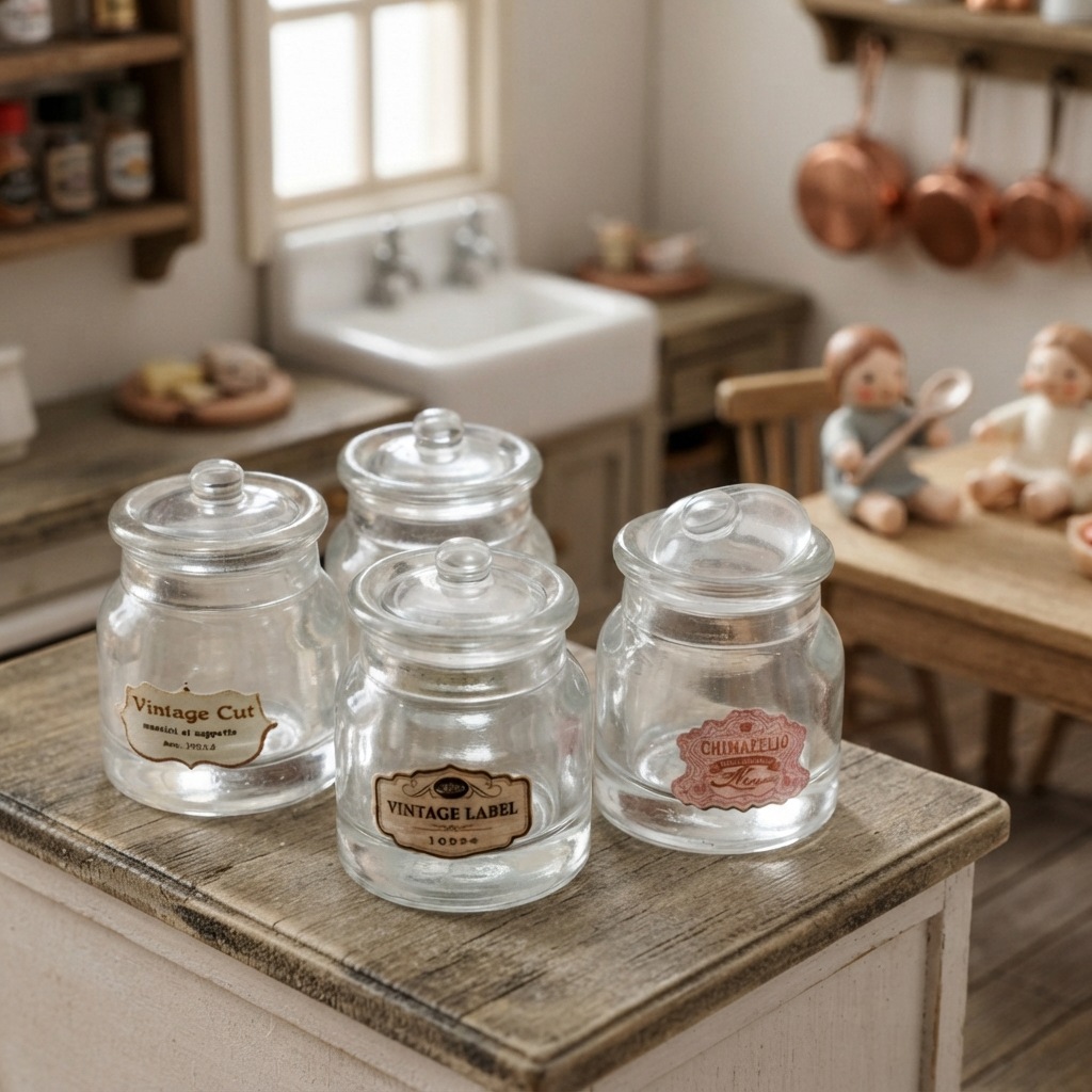 Miniature Kitchen Resin Transparent Storage Jar Set, Miniature Scene Decoration Accessories, Toy Doll Furniture Ornaments
