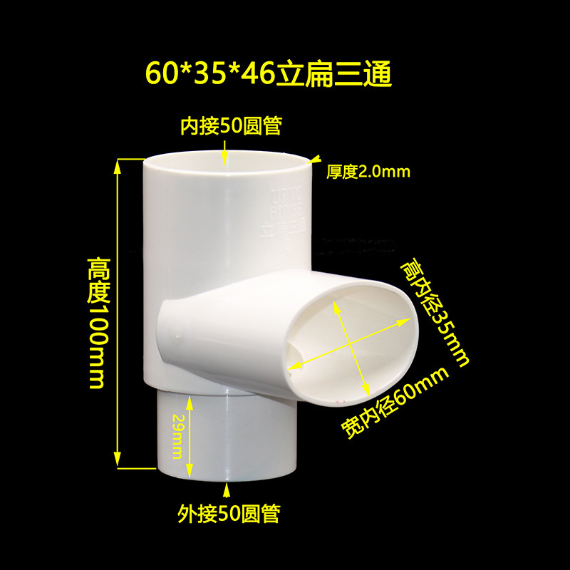 Accesorios de tubería plana de pvc60 codo directo de tubería de pvc de cocina de baño de desplazamiento de accesorios de drenaje