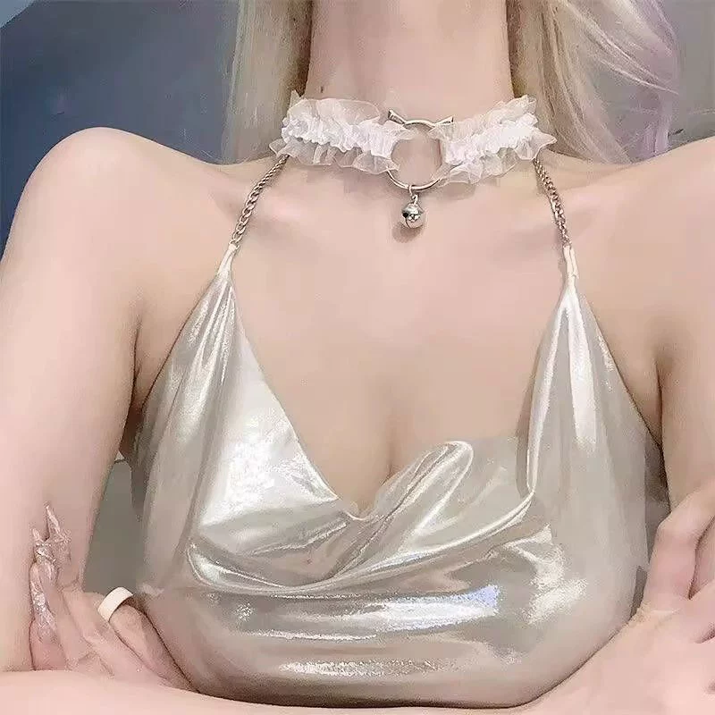 Кружевной колокольчик ожерелье женский чокер шейный воротник ключицы Аксессуары шейный ремень персонализированный шейный кот кошачья мягкая девушка