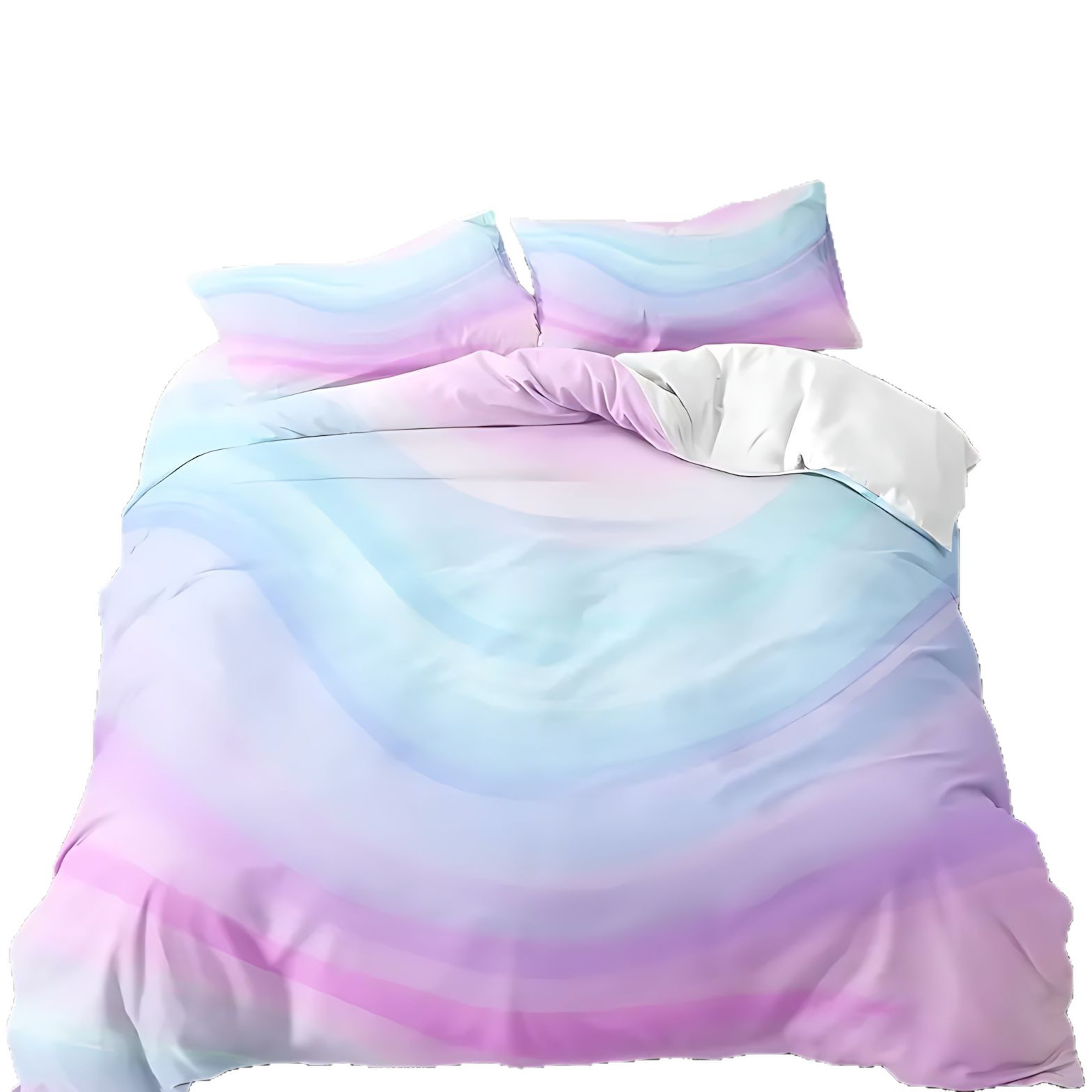 TEMU / JIT transfronterizo multicolor arco iris gradiente impresión digital 3D esponjosa colcha de cama set