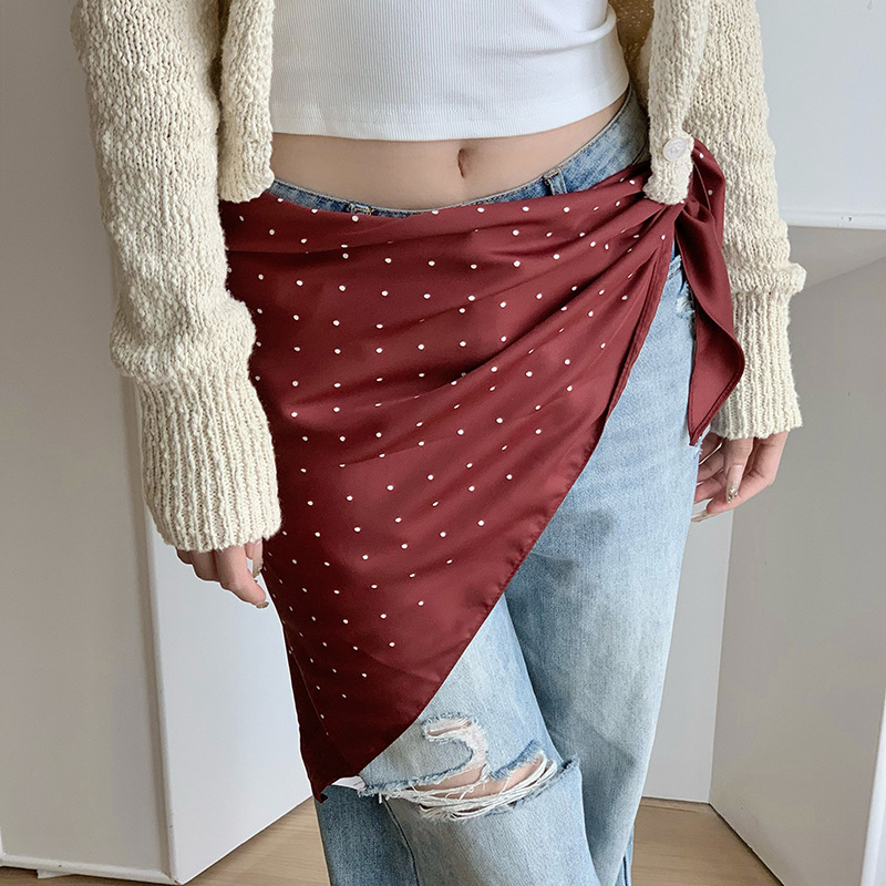 Bufandas de seda de punto de onda para mujeres de verano estampadas de alta calidad correa de cabello de correa multifuncional decoración de bufandas de moda para el pecho