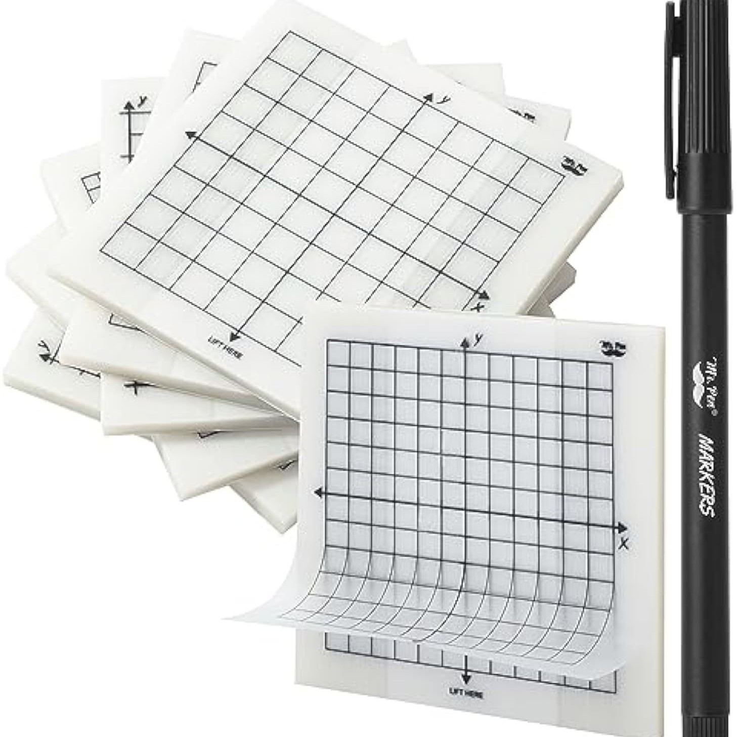 Pegatinas adhesivas de cuadrícula transparentes transfronterizas Pegatinas adhesivas de eje de coordenadas Pegatinas de índice de etiquetas clave que los estudiantes pueden rasgar y pegar para el examen de ingreso de posgrado