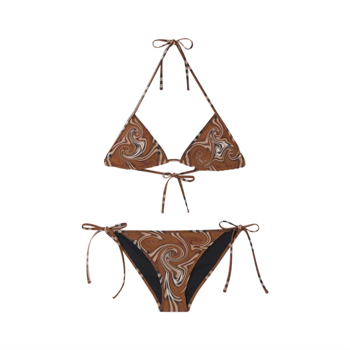 Cross-Border Swimwear Triangle Split Suspender One-Piece Swimsuit Tie-Dye Bikini Loose European and American Beach Suspender