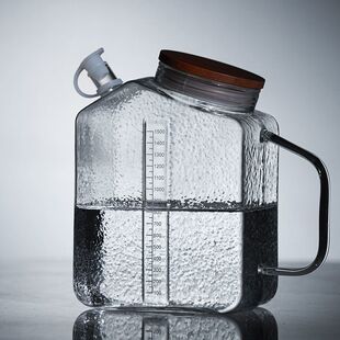 Refrigerator Cold Water Pitcher Cold Brew Pitcher Glass Cold Water Pitcher Herbal Tea Pitcher Household Cold Water Cup High Temperature Resistant High Borosilicate Large Capacity