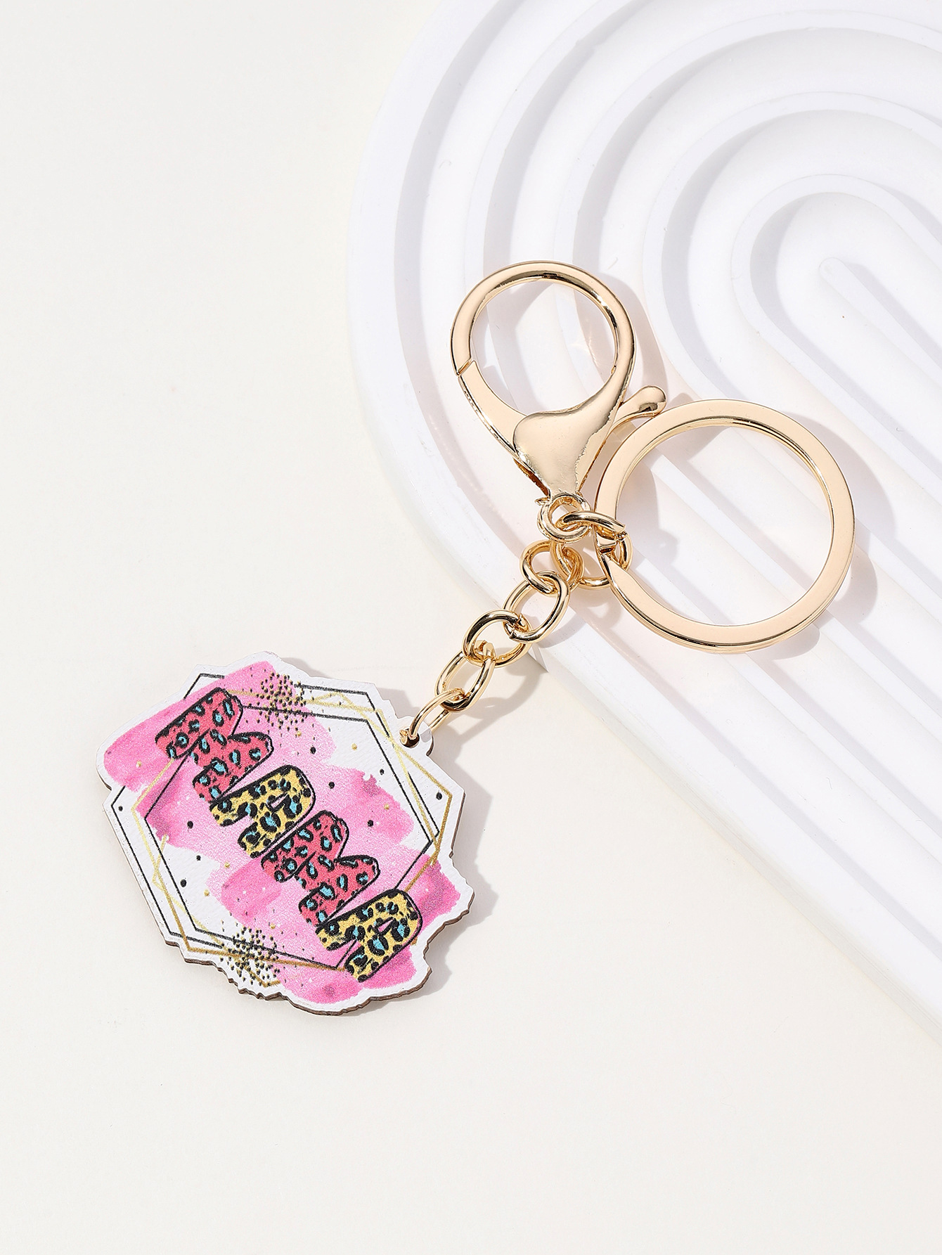 16g Weight Keychain Classification 1 Piece Quantity Daily Occasion Wood Material Mother'S Day Festival Letter, Flower Pattern Women's Gender Cute Style Cute Letter Flower Wood Mother'S Day Women's Keychain 11