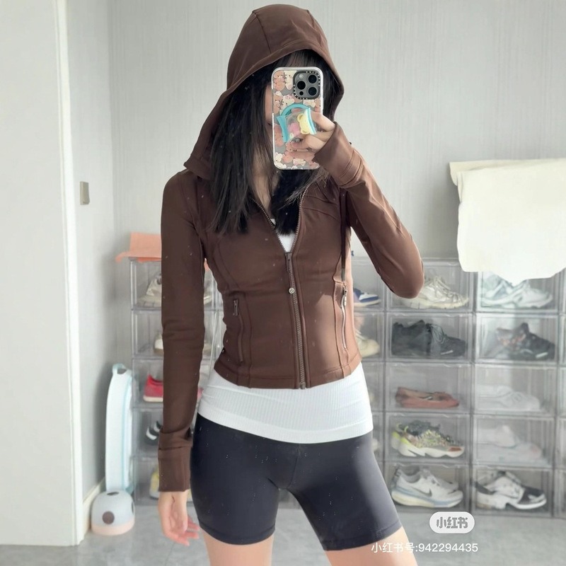 Lulu Original Label Define Women's Short Jacket Hooded Yoga Jacket Sports Running Fitness Cardigan Top