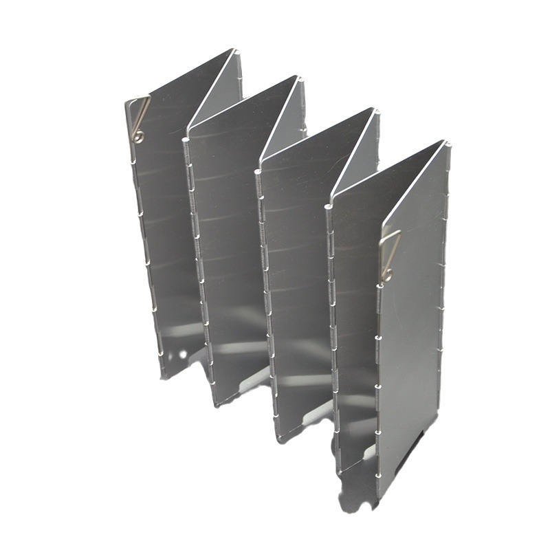 Estufa de camping al aire libre estufa parabrisas portátil ultra-ligero plegable con perno parabrisas 8 unidades con bolsa de tela